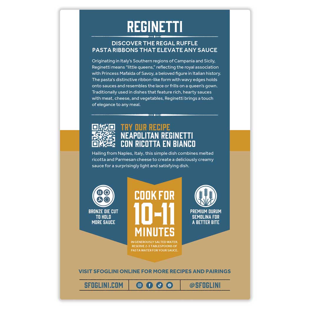 Pasta: Reginetti, Organic Durum Semolina Pasta