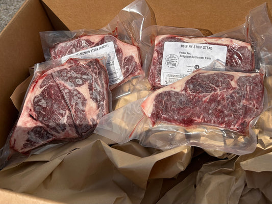 The steaks included in the small box. 
